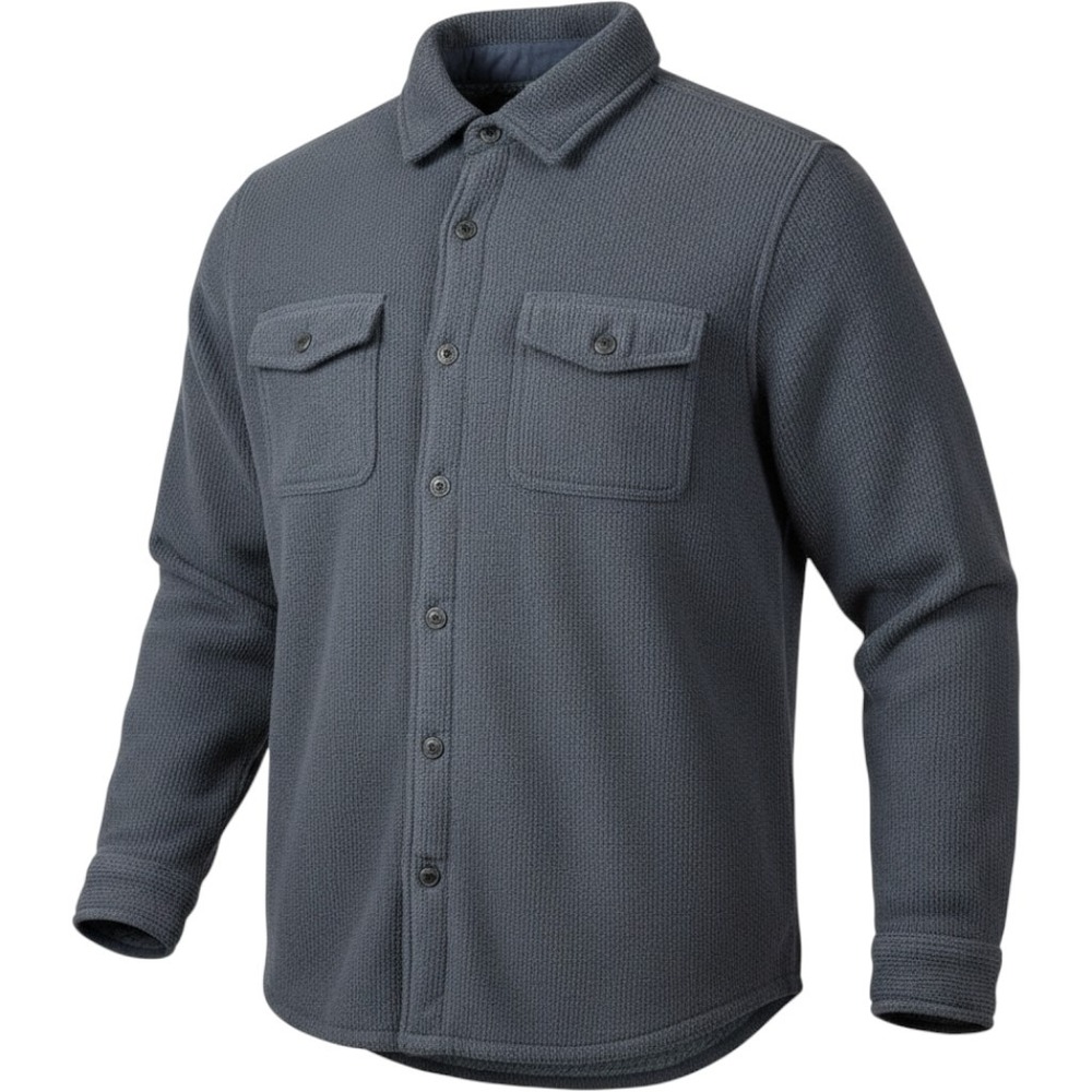 Freedom Foundry Men Medium Gray Sherpa Lined Waffle Knit Shirt Jacket Shacket